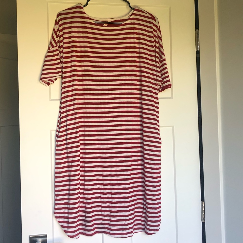 JMode red stripe tunic/short dress w/pockets 2XL
